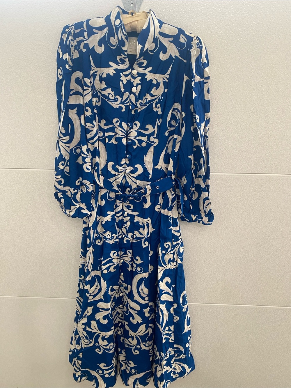 Mestiza BlueWhite Printed Maxi Dress with Belt